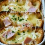 Niezapomniana zapiekanka śniadaniowa z tostami, szynka z indyka i serem