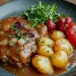 Pyszne bitki wieprzowe duszone w aromatycznym sosie cebulowym