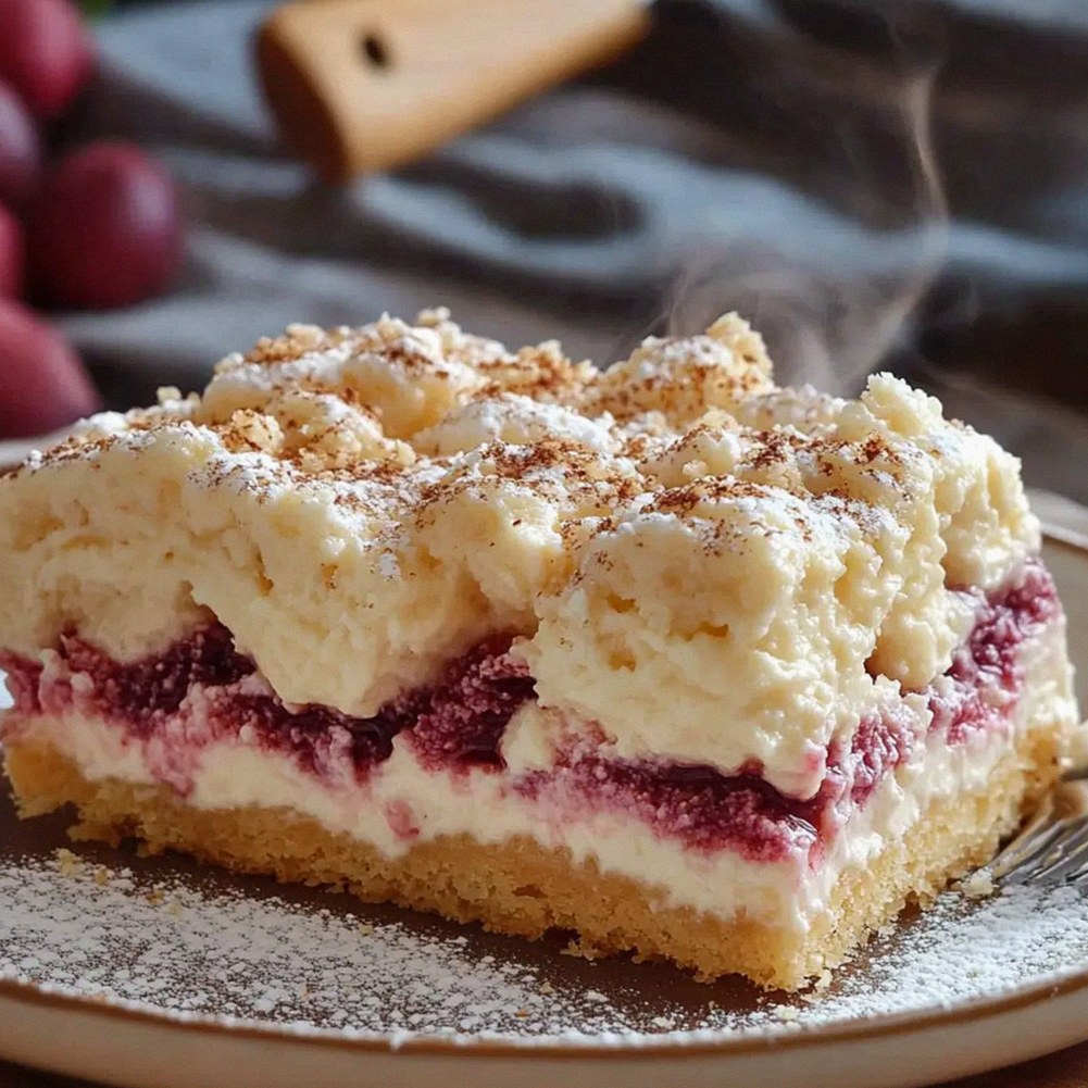 Pyszne ciasto ze śliwkami i kruszonką na serowej masie